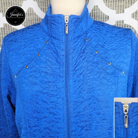 Draper's & Damon's Blue Crinkle 2-Piece Top and Jacket Set Size PM - Picture 4 of 15